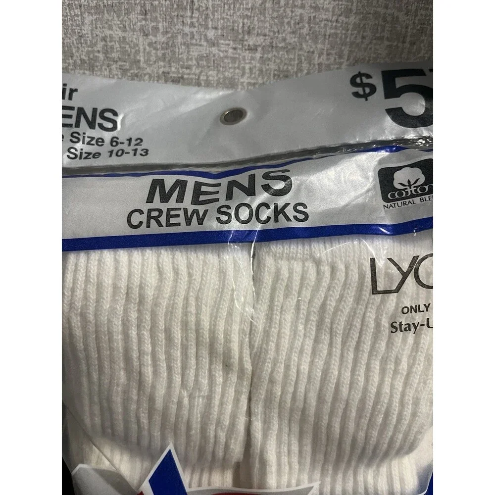 6 Vintage Kmart Athletech Crew Socks White Men’s Shoe Sz 6-12 Cotton Blend USA